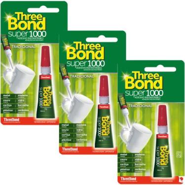 Imagem de Super Cola Tudo Adesiva 2gr Threebond Super 1000 Unitário, Kit 3 Unida