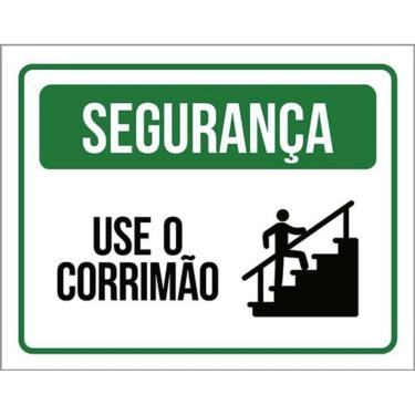 Imagem de Kit 3 Placas Segurança Use Corrimão Verde 36X46