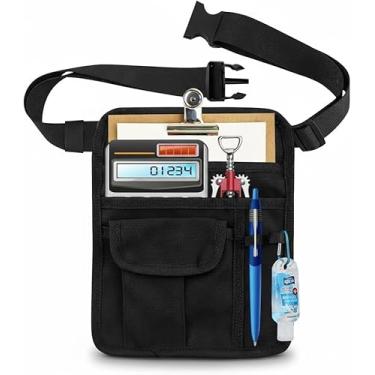 Imagem de RHQQ Avental de limpeza profissional com 5 bolsos e cinto ajustável, barman, chef, garçom – mulheres e homens, restaurantes, cafés, bares, preto