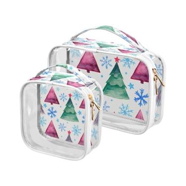 Imagem de xigua Bolsa de maquiagem de árvores de Natal para mulheres, bolsa de cosméticos de viagem, bolsa de higiene portátil à prova d'água para viagens, férias, organização de banheiro