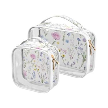 Imagem de xigua Bolsa feminina de maquiagem de flores silvestres em aquarela, bolsa de cosméticos de viagem, bolsa de higiene portátil à prova d'água para viagens, férias, organização de banheiro