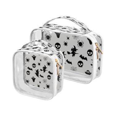 Imagem de xigua Bolsa de maquiagem de caveira de Halloween para mulheres, bolsa de cosméticos de viagem, bolsa de higiene portátil à prova d'água para viagens, férias, organização de banheiro