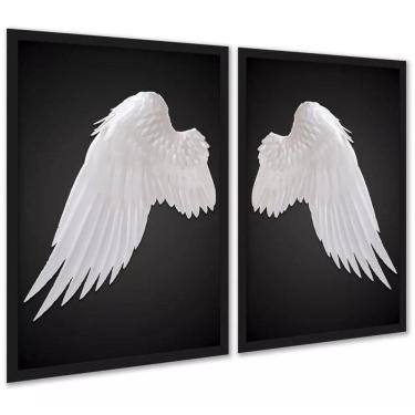 Imagem de Kit 2 Quadros Decorativos Asas De Anjo 45X34Cm - Com Vidro