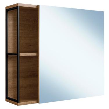 Imagem de Armario Para Banheiro 60 Cm Com Espelho Preto Mell P1015 Pp Preto Mell