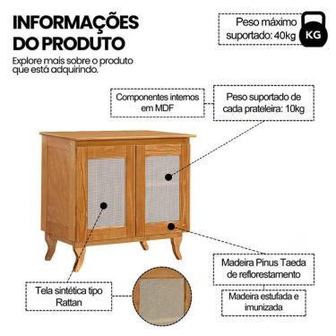 Imagem de Buffet Em Madeira Maciça Deltan 2 Portas Em Telinha - Imbuia