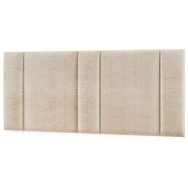 Imagem de Cabeceira Estofada Cama Casal Queen Size Com Led Moderna 160 Cm Cor:linho Bege