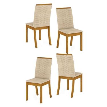 Imagem de Cadeira para Mesa de Jantar Dina Kit 04 Peças Linho – Henn
