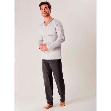 Imagem de Pijama Longo Hering 7604 Masculino Decote V Algodão T. M/XXG, XG, 4p, 
