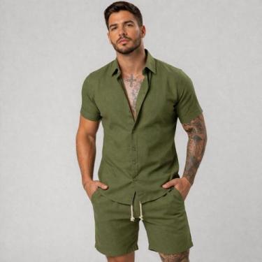 Imagem de Conjunto Masculino Tecido Linho Importado Premium Casual - Volgue, Ver