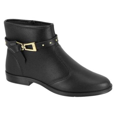 Imagem de Bota Moleca Cano Curto Com Fivela Dourada E Detalhes Em Tiras Napa Gal