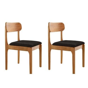 Imagem de Conjunto Com 2 Cadeiras De Jantar Star Moderna Mobília Linho Preto / Imbuia Nat.