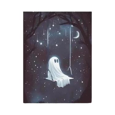 Imagem de Pôster De Lona Estilo Art Déco Com Fantasmas E Luz De Vela, Sem Moldur