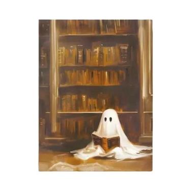 Imagem de Pôster De Lona Estilo Art Déco Com Fantasmas E Luz De Vela, Sem Moldur