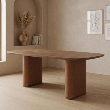 Imagem de Mesa de Jantar Lintz Retangular 8 Lugares sem Vidro Marrom/Canella/Car
