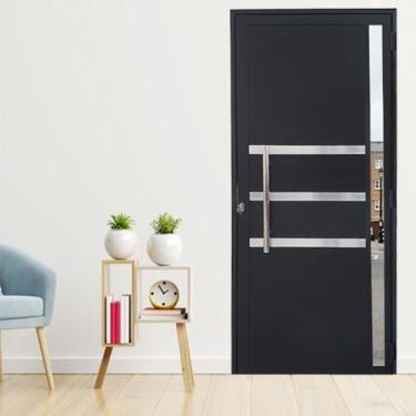 Imagem de Porta Lambril de Alumínio 210 x 90cm com Friso e Visor Linha Veneza Ab