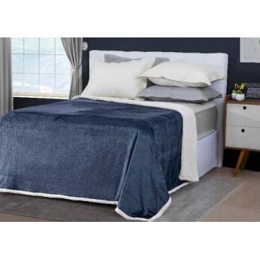 Imagem de Cobertor Queen Flannel Liso Com Sherpa 2,30x2,40m - Sultan, Azul