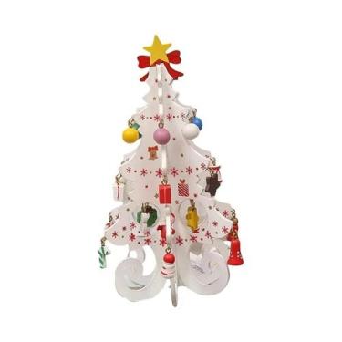 Imagem de Decoração De Árvore De Natal 3D Artesanal Em Madeira Para Mesa Com Ace