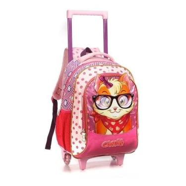 Imagem de Mochila Gatinha Cherie Coração Alto Relevo Rodinhas Tam G