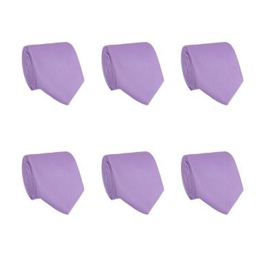 Imagem de Kit 6 Gravatas Masculina Social Slim Premium Tons de Roxo Lisa Elegante Padrinhos Formatura Trabalho