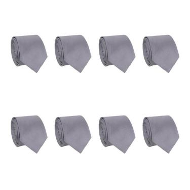 Imagem de Kit 8 Gravatas Masculina Social Slim Premium Tons de Cinza Lisa Elegante Padrinhos Formatura Trabalho
