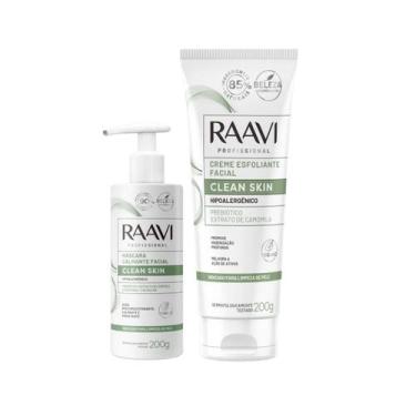 Imagem de Kit Raavi Máscara Calmante Facial 200g+ Creme Esfoliante Clean Skin 20