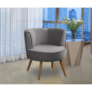 Imagem de Poltrona Para Sala Decorativa Isadora Suede Cinza Madelina Decor