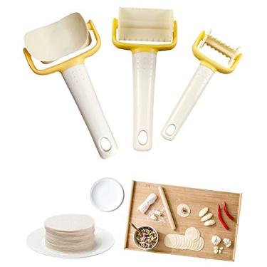 Imagem de Hovico 3 peças/conjunto de utensílios de cozinha para cortador de biscoito com molde de torta, lâmina de pastel, rolo de biscoito de ravióli, massa, cortador de rolo para ferramentas de cozimento "faça você mesmo"