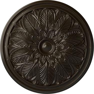 Imagem de Ekena Millwork Medalhão de teto Bordeaux CM22BOSHF, 57 cm de diâmetro x 4,5 cm de profundidade (serve para toldos de até 8,1 cm), lareira de pedra pintada à mão