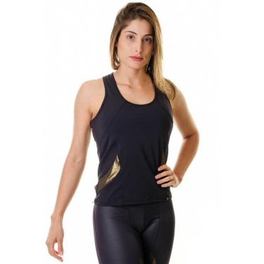Imagem de Regata Feminina Fitness Preta Gold Spark