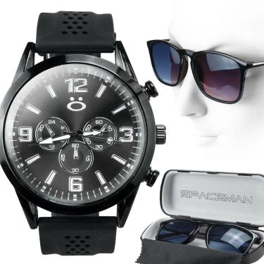 Imagem de Kit Relogio Masculino silicone analogico premium +oculos