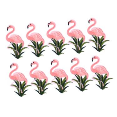 Imagem de SEWACC 10 Pcs flamingo ferro em patch Aplique flamingo patch bordado Aplique para roupas remendos bordados flamingo bordado flamingo fragmento Acessórios
