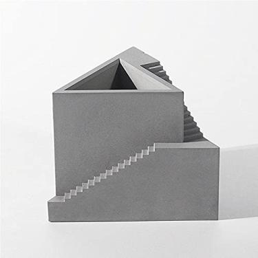 Imagem de Moldes de silicone para vasos de flores, triângulo 3D, escadas pequenas, moldes de vaso de plantas suculentas, vasos de flores de concreto, argila, cimento, moldes de silicone