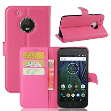 Imagem de Manyip Capa Motorola Moto G5, capa de telefone de couro, protetor de ecrã de Slim Case estilo carteira com ranhuras para cartões, suporte dobrável, fecho magnético