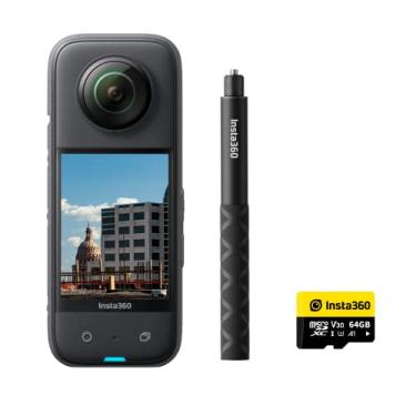 Imagem de Insta360 X3 - Pacote de câmara de ação impermeável de 360° com sensor de 1/2", 5,7 K 360°, fotos de 72 MP a 360°, estabilização, ecrã táctil de 2,29", feedback de vibração, edição