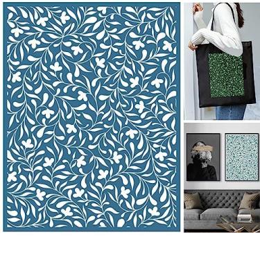 Imagem de Alinacutle Estêncil de serigrafia de fundo de videira, impressão de serigrafia autoadesiva reutilizável, para impressão em madeira/tecido/papel, decoração de casa, 21,6 cm x 28 cm