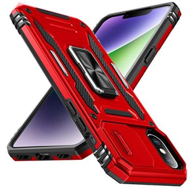 Imagem de YSLBWLE Capa para iPhone X/iPhone Xs com suporte com capa de câmera, proteção de nível militar, suporte de anel de metal, capa para iPhone X/XS, vermelha 5-IPXS-02