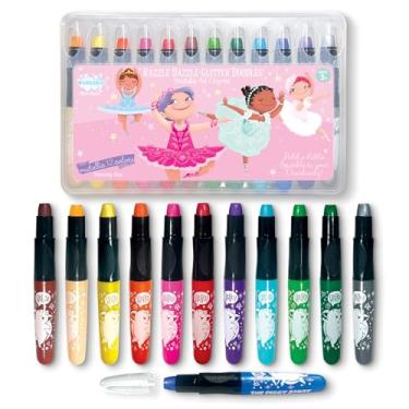 Imagem de The Piggy Story Giz de cera de gel com glitter, conjunto de 12 gizes de cera em design de estrela dançante