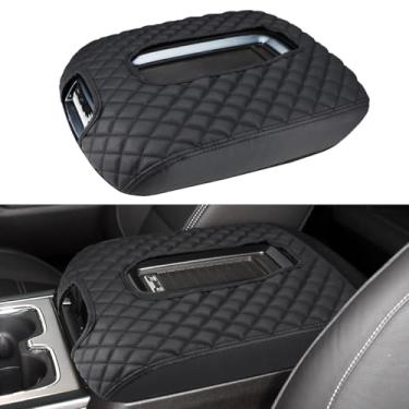 Imagem de INTGET Capa de apoio de braço do console central para Chevy Silverado & GMC Sierra Accessories 2014 2015 2016 2017 2018, protetor de tampa de caixa de descanso de braço de couro (almofada preta,