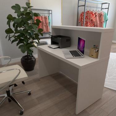 Imagem de Balcão de Atendimento para Recepção - 120cm de Largura Branco