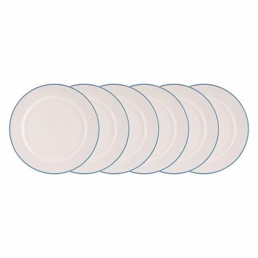 Imagem de Jogo De Pratos Rasos 6 Pcs Filete Porcelana Real By Schmidt Azul