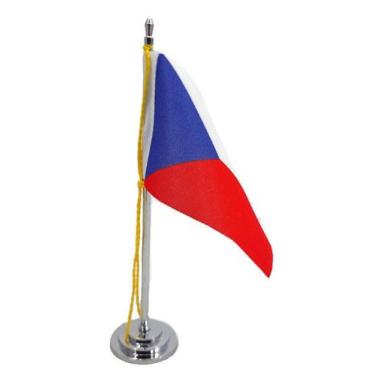 Imagem de Mini Bandeira de Mesa da República Tcheca 15 cm Poliéster - SP Bandeir