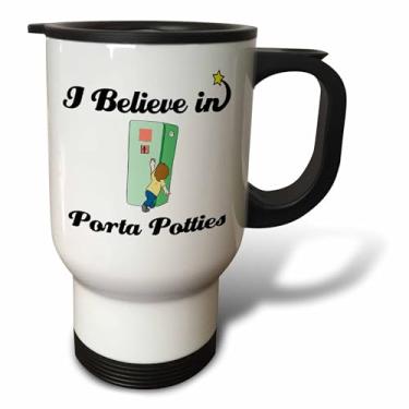 Imagem de 3dRose Caneca de viagem "I Believe In Porta Potties" - 400 ml, multicolorida