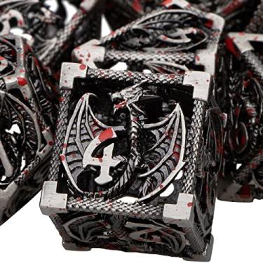 Imagem de ARUOHHA Hollow DND Metal Dice Set Blood Dragons D and D Dice, RPG Role Playing Games Dungeons Polyhedral Dice with Gift Box D20 D12 D10 D8 D6 D4