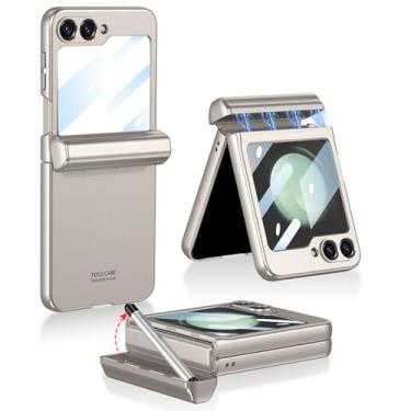 Imagem de MistWorld Capa para Samsung Galaxy Z Flip 6 com caneta Stylus, proteção magnética de dobradiça, película de proteção de vidro frontal integrada, ultrafina, à prova de quedas com tudo incluído (cinza,