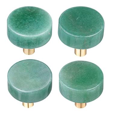 Imagem de moonsix 4 maçanetas de gaveta polidas com pedra de cristal circular para puxador de cozinha, armário de porta, cômoda, guarda-roupa, aventurina verde
