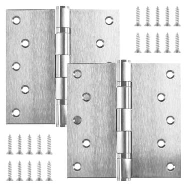 Imagem de Dobradiças de porta de aço inoxidável de 12 cm, dobradiças de porta comerciais pesadas, dobradiças de rolamento de esferas para portas externas e internas, dobradiça de porta de 127 mm (127 mm) x 5"