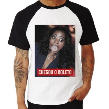 Imagem de Camiseta Raglan Chegou o boleto - Foca na Moda, Branco, Preto, P