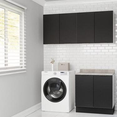 Imagem de Lavanderia Modulada 3 Peças 2 Armários Aéreos 1 Balcão 2 Portas Ipanema Cabecasa Madeiramadeira Grafite Trama