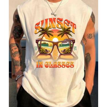 Imagem de Camiseta Regata Oversized Masculina Cavada Academia Sunset Carnaval Tr