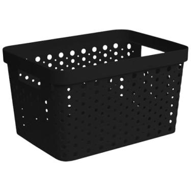 Imagem de Cesto Organizador Rattan Grande S/Tampa Armário Lavanderia 33L (Preto)